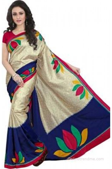 Gugaliya Embellished, Floral Print Fashion Art Silk Sari